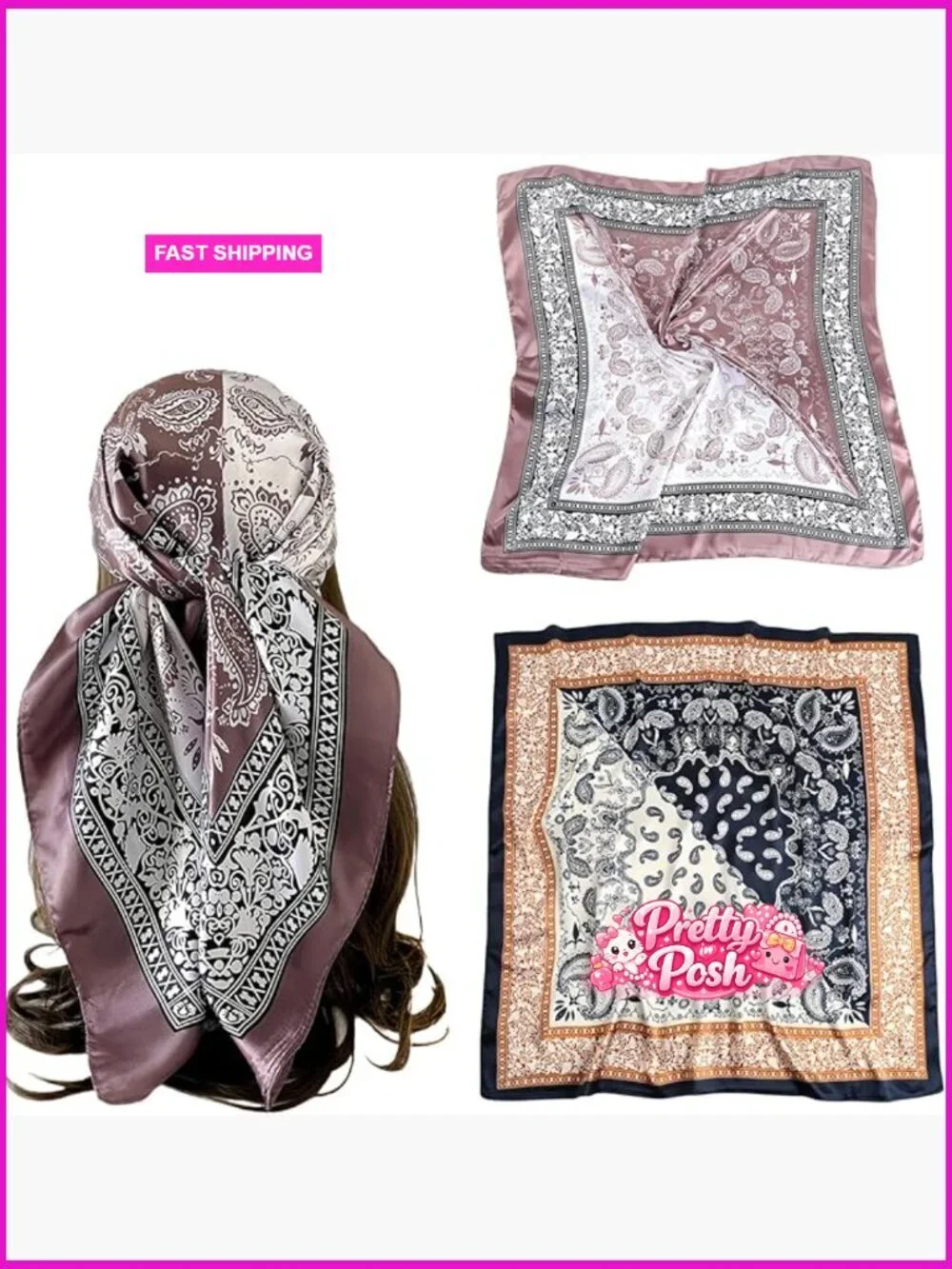 Silk Feeling Satin Head Scarf - 35